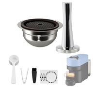 RTXANFYZ Stainless Steel Reusable Coffee Pods for Nespr*sso V-rtuo - Refillable Capsules Compatible with V-rtuoline PLUS GCA1 and NEXT POP ENV135 Series With 1 Silicone Lid and Tamper (80ML+Tamper)