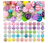 Rtxbvg 100pcs 20mm Pen Beads Rhinestone Beads Bubble Gum Beads for Pens Keychain Beads DIY Crafts Jewelry Making with Pen