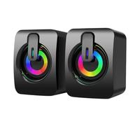 Rtxbvg Computer Speakers USB 3.5MM Sound Box for PC HiFi Stereo Microphone with LED Light for Desktop Computer, Laptop, Mobile Phone