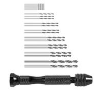 Rtxbvg Hand Drill Bit Set, Precision Screw DIY Pin Mini Model Spiral Hand Drill Bit Set with Mini Drill Bits 25pcs 0.3mm to 3mm (Black)