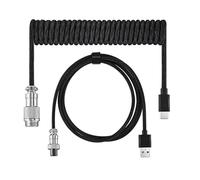 Rtxbvg USB Keyboard Cable, Black Spiral USB Type C Cable, DIY Aviation Cable Connector, USB Gaming Keyboard Cable