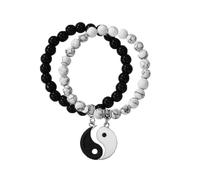 RTY 2Pcs Matching Yin Yang Taichi Bracelets Adjustable String Bracelet for Couple Bff Friendship Relationship, adjustable, Zinc, no gemstone