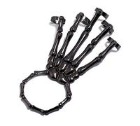 RTY Exaggerate Skull Finger Hand Bone Bracelet Punk Handmade Metal Skeleton Claw Bangle Horror Halloween Goth Ghost Claw Jewelry Ornaments for Women Men, Zinc, no gemstone
