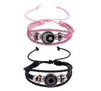 RTY Luminous Sun Moon Couple Bracelet Glow in the Dark Matching Braided Leather Bangle Jewelry for Best Friends Adjustable Long Distance Relationship Wristband Love Gift for Him & Her, One Size, Zinc