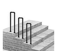 RTY-SC Stair Railing Transitional Handrail for Outdoor Step Handrail Picket Fits 1 Steps - Hand Rails Outside for Decking Garden Terrace Balcony, Metal Matte Black Wrought Iron, Porch Deck
