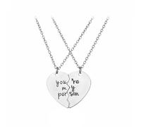 RTY Valentine's Day Necklace for Couple His Her You're My Person Matching Broken Heart Pendant Necklace for Women Men, adjustable, Zinc, No Gemstone