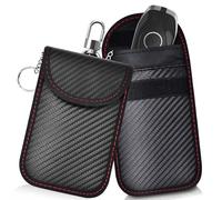 Rtyuio 2-Pack Faraday Key Fob Bag with Carbon Fiber Texture, RFID Signal Blocking Pouch for Car Keys, Anti Theft/Anti Hacking Protector Case, Secure Key Fob Signal Blocker for Daily Use & Travel