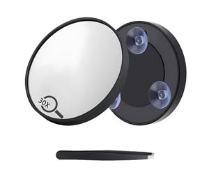 Rtyuio 30x Magnifying Mirror with Extra Strong Suction Cups & Precision Tweezers, Shatterproof Glass for Eyebrows, Makeup, Skincare & Facial Hair