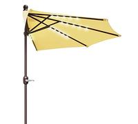 RTYUIO Garden Parasol 3m Half Outdoor Garden Parasol Market Umbrella with Solar LED Lights Suitable for Gardens Shops Decks Beaches (Color : Beige)