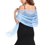 Rtyuio Luxury Chiffon Wedding Shawl Wrap for Women Elegant Evening Wear Bridal Bridesmaid and Mother of the Bride Scarf Accessory (blue)