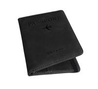 Rtyuio Passport Holder PU Leather RFID Blocking Travel Wallet with Card Slots & Elastic Band, Durable Passport Cover for UK Trips & Global Travel, Ideal for Men & Women(Black)