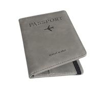 Rtyuio Passport Holder PU Leather RFID Blocking Travel Wallet with Card Slots & Elastic Band, Durable Passport Cover for UK Trips & Global Travel, Ideal for Men & Women (Gray)