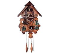 Rtyuioaz Hand-Carved Wooden Cuckoo Wall Clock, Wood House Wall Clock with Pendulum & Dancing Figures, Wall-Mounted Cuckoo Clocks for Home Decorative(D)