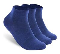 RTZAT 90% Merino Wool Ankle Men's Women's Athletic Business Casual Running Moisture Wicking Everyday Thin Wool Socks, Large, blue, 3 Pairs