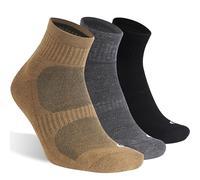 RTZAT Merino Wool Ankle Socks for Men Women - Moisture-Wicking, Breathable, Arch Support, Padded Workout Year-Round Wear, Black/Coffee/Grey, Medium