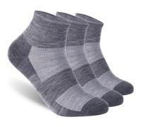 RTZAT Merino Wool Ankle Socks, Men's Women's 90% Wool Athletic Thin Running Moisture Wicking Socks, 3 Pairs, Ash Grey, Small