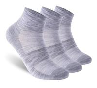RTZAT Merino Wool Ankle Socks, Men's Women's 90% Wool Athletic Thin Running Moisture Wicking Socks, 3 Pairs, Light-grey, Medium