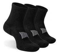 RTZAT Merino Wool Ankle Socks, Men's Women's 90% Wool Athletic Thin Running Moisture Wicking Socks, 3 Pairs, #Black, Medium