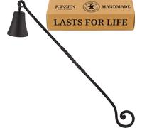 RTZEN Antique Bell Candle Snuffer - Handcrafted Decorative Rustic Wrought Iron Candle Extinguisher Candlesnuffer with Long Handle - Unique Black Matte Farmhouse Decor Candle Accessories Gift