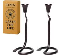 RTZEN Blacksmith Candle Holders | 2 Black Wrought Iron Wedding Candlestick | Shabbat Candlesticks | Metal Taper Candle Holder | Romantic Housewarming Light for Bathroom, Bedroom or Spa| Hand Forged