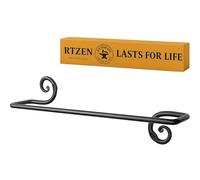RTZEN Farmehouse Bathroom Towel Holder - Wrought Iron Matte Meta Black Towel Bar Wall Mount Rod - Handmade Home Decor Metal Kitchen Hanger Bar (16'' - Fits 16 Inch Towels)