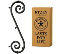 RTZEN Farmhouse Small Key Holder for Wall - Handcrafted Swirl Decorative 5 Key Hooks for Home Entryway - Wrought Iron Wall Mount Rack Purse Coat and Leash Holder or Organizer (Vertical Black)