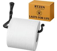 RTZEN Straight Decorative Toilet Paper Holder | Decorative Wrought Iron Handmade Black TP Roll Hanger Décor | Wall Mount Easy Installation