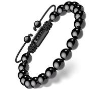 RTZN® Black Obsidian Bracelet for Men - Premium Artisan Handcrafted Authentic Mens Black Obsidian Jewelry - Adjustable 8mm Beaded Bracelet for Men, Adjustable, Stone, no gemstone