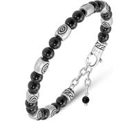 RTZN® Evil Eye Bracelets for Men - Premium Artisan Handcrafted Black Obsidian Beaded Evil Eye Bracelet for Women or Men - 6MM Adjustable Length Mens Black Beaded Bracelet