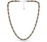 RTZN® Mens Beaded Necklaces - Premium Artisan Handcrafted Tigers Eye, Black Obsidian & Hematite Necklace for Men and Women - 6MM Beaded Gemstone Necklace Adjustable 22"- 24” Inches