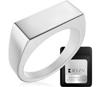 RTZN® Signet Rings for Men - Premium Mens Stainless Steel Rings - 100% Waterproof & Non Tarnish Plain Statement Mens Signet & Cuban Link Ring Gold/Silver Pinky Ring for Men (SIZE: 6-12), 5 UK