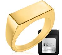 RTZN® Signet Rings for Men - Premium Mens Stainless Steel Rings - 100% Waterproof & Non Tarnish Plain Statement Mens Signet Ring Gold/Silver Pinky Ring for Men (SIZE: 6-12), 8, Stainless Steel, No