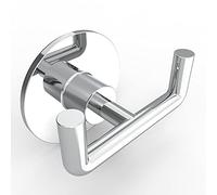 Ruacq Adhesive Double Towel Hooks for Bathroom Wall, Chrome, 2 Pack