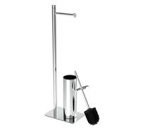 RUACQ Toilet Paper Holder Stand with Toilet Brush and Holder Set, 304 Stainless Steel Bathroom Toilet Tissue Paper Roll Holder Free Standing, Weighted Base, Heavy Duty (Chrome)