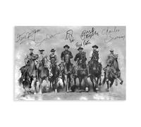 RUADK The Magnificent Seven 1960 Film Yul Brynner Steve McQueen Charles Bronson Autograph Poster Canvas Poster Wall Art Print Picture Paintings 16x24inch(40x60cm)
