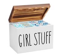Ruaizel Bathroom Storage Box, 20.3*15.3*13cm Wooden Bathroom Storage Boxes with Lid, Period Box for Women, Feminine Products