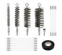 Ruaizel Chimney Cleaning Brush Kit, 18Pcs Chimney Sweep Kit with 12 Flexible Rods, 3/5, 1, 1-3/5, 2-inch Brush Head, Tape, Duct Vent Cleaning Set for Soot Removal, Fireplace, Wood Stove