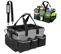 Ruaizel Cleaning Caddy Bag, Cleaning Caddy Organiser with Handle, Cleaning Bag for Cleaning Supplies, Home, Car, Garden (grey)