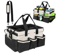 Ruaizel Cleaning Caddy Bag, Cleaning Caddy Organiser with Handle, Cleaning Bag for Cleaning Supplies, Home, Car, Garden (white)