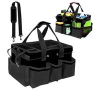 Ruaizel Cleaning Caddy Bag, Cleaning Caddy Organiser with Handle, Cleaning Bag for Cleaning Supplies, Home, Car, Garden (black)