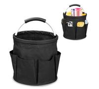 Ruaizel Cleaning Caddy with Handle, Foldable Cleaning Caddy Organiser, Cleaning Bag for Garden Small Tools Bag,Multi pocket Craft Universal (Black)