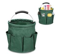Ruaizel Cleaning Caddy with Handle, Foldable Cleaning Caddy Organiser, Cleaning Bag for Garden Small Tools Bag,Multi pocket Craft Universal (Dark green)