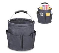 Ruaizel Cleaning Caddy with Handle, Foldable Cleaning Caddy Organiser, Cleaning Bag for Garden Small Tools Bag,Multi pocket Craft Universal (Dark gray)