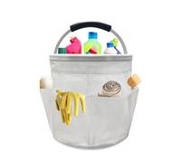 Ruaizel Cleaning Caddy with Handle, Foldable Cleaning Caddy Organiser, Cleaning Bag for Garden Small Tools Bag,Multi pocket Craft Universal (Transparent)