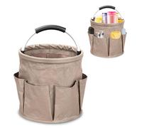 Ruaizel Cleaning Caddy with Handle, Foldable Cleaning Caddy Organiser, Cleaning Bag for Garden Small Tools Bag,Multi pocket Craft Universal (Khaki)