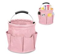 Ruaizel Cleaning Caddy with Handle, Foldable Cleaning Caddy Organiser, Cleaning Bag for Garden Small Tools Bag,Multi pocket Craft Universal (Pink)