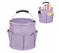 Ruaizel Cleaning Caddy with Handle, Foldable Cleaning Caddy Organiser, Cleaning Bag for Garden Small Tools Bag,Multi pocket Craft Universal (Purple)