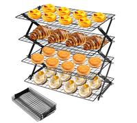 Ruaizel Cooling Rack, Foldable 3/4-Tier Cooling Racks for Baking, Cake Cooling Rack for Baking Freshly Baked Muffins, Cookies & Biscuits (4 Tier)