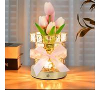 Ruaizel Flower Lamp, Rechargeable Wireless Flower Crystal Lamp, 3 Colours Small Night Light Gift for Mum for Christmas, Valentine's Day, Mother's Day