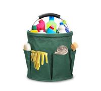 Ruaizel Foldable Bucket Organiser, Foldable Cleaning Caddy Organiser, Multi Pocket Cleaning Caddy Bag for Home, Garden (Dark green)